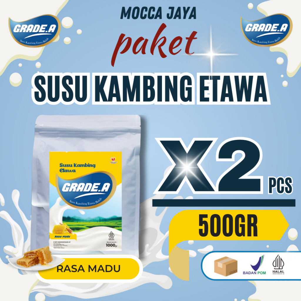 

PAKET 2 PCS GRADE.A SUSU KAMBING ETAWA BUBUK RASA MADU 500GR