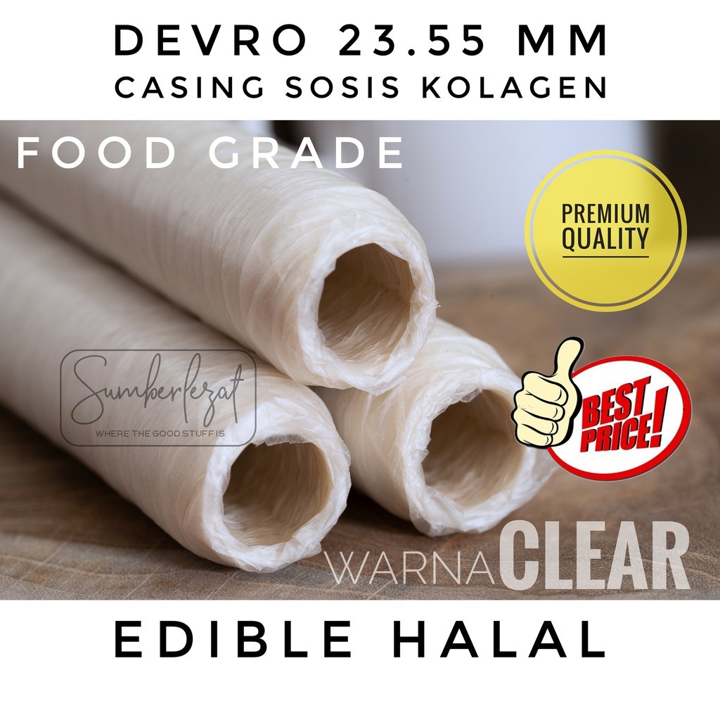

28AHA 23 mm Clear - Casing Selongsong Sosis Bakar Jumbo Kolagen Collagen Edible Halal Food Grade