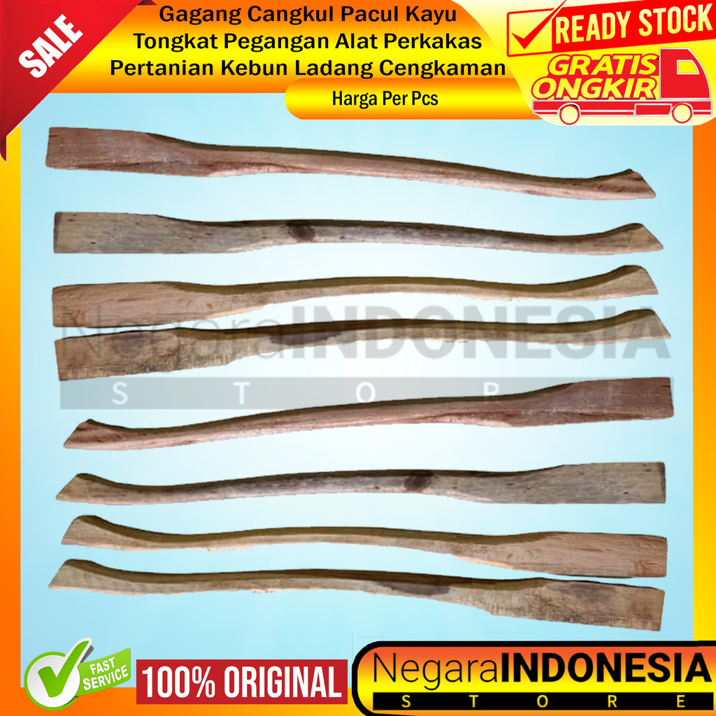 Gagang Cangkul Pacul Kayu Pegangan Tongkat Halus Lurus Serat Alami Panjang Kuat Baja Tahan Lama Manu