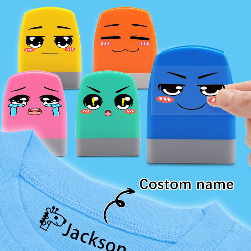 

Custom DIY Facial Expression Sticker Name Stamp - Personalized School Supplies for Youngsters, Durable & Fade-Resistant