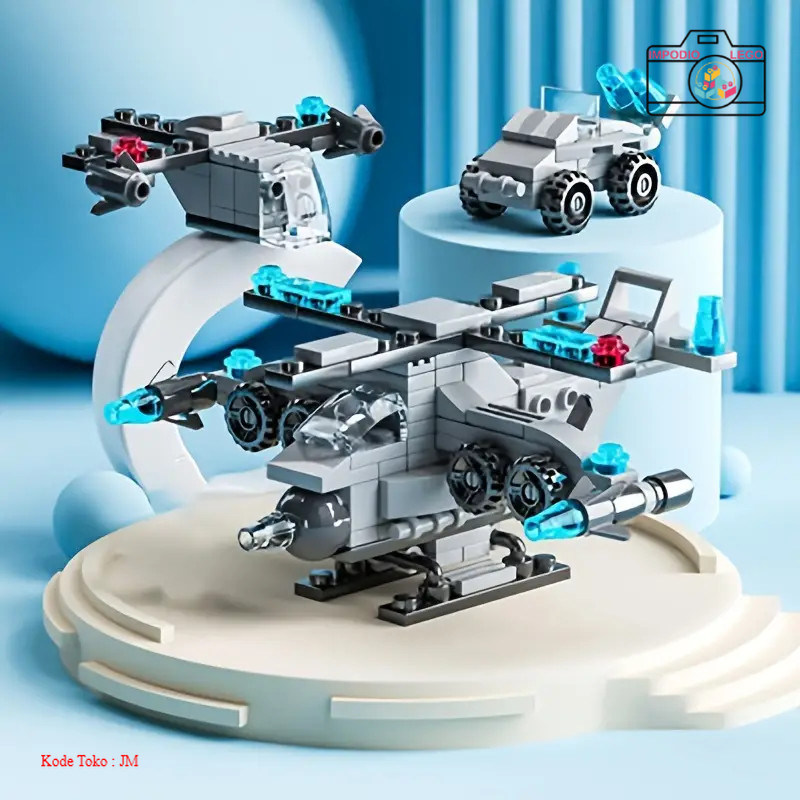 Mainan Balok Susun Pesawat Militer 6in1 LEGO 136 Bricks - 8612-3 | Mainan Anak Edukasi Kreatif [IMPO
