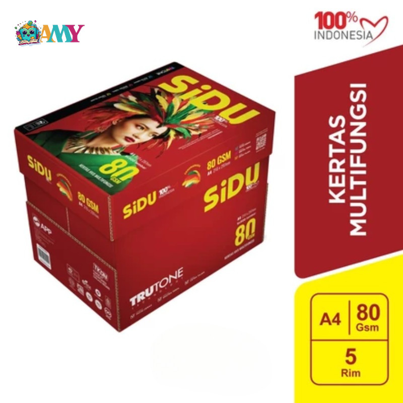 

SiDU KERTAS FOTOCOPY 80 GSM A4 - 1 BOX = 5 RIM Amy Stasionary