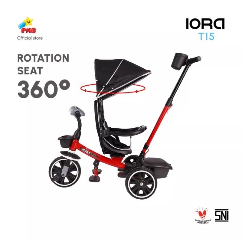 Sepeda Roda Tiga Tricycle PMB IORA T12 / Sepeda tiga roda anak  ( kursi bisa putar 360, musik, led, 