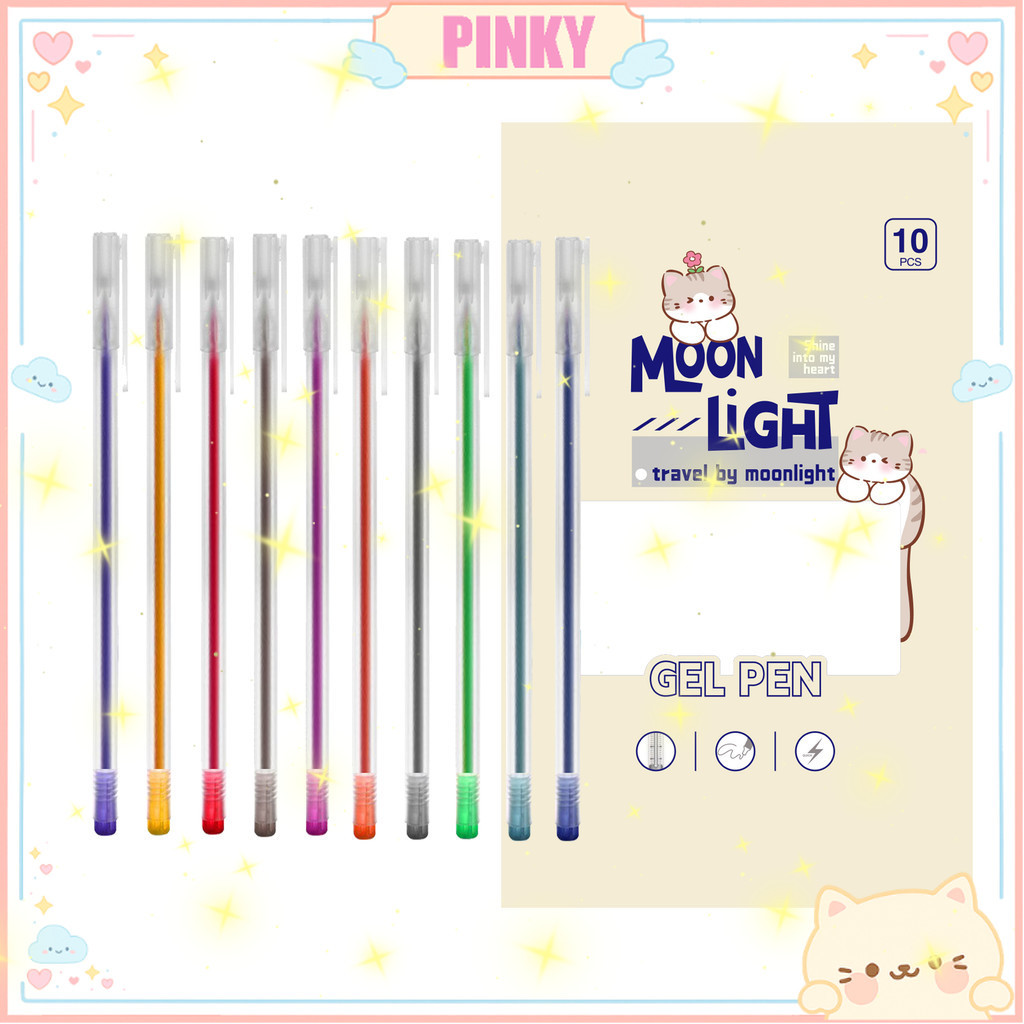 

1 SET 10PCS COLOR GEL PEN 10 WARNA 0.50MM / PULPEN GEL WARNA WARNI 0.50MM