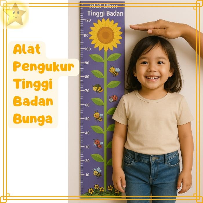 APE Alat Pengukur Tinggi Badan Anak Motif Bunga - Alat Ukur Tinggi / Growth Chart