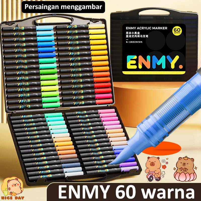 

ENMY PEN Akrilik Pen Langsung Cairan Kotak Hitam Kecil Lukisan Mahasiswa Dedicated Stackable Warna