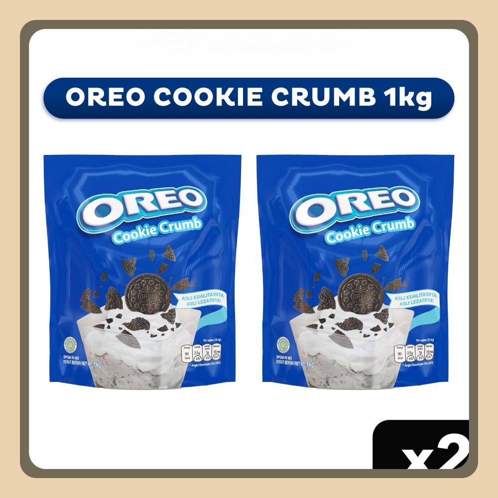 

Oreo Biskuit Cookie Crumb Pouch 1kg x2, Untuk Memasak Kue Dan Roti Dengan Mudah