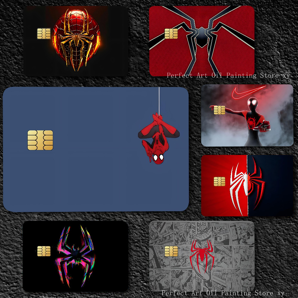 

SpiderMans LOGO Classic Superhero Series Stickers 4pcs PVC Credit Card Skin Stickers Removable Self-adhesive Protective Film