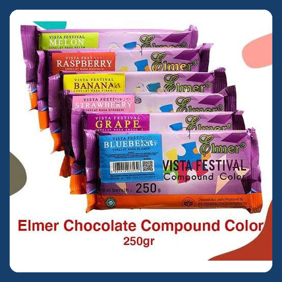 

Elmer Chocolate Compound Colour 250gr / Coklat Blok Warna 250gr