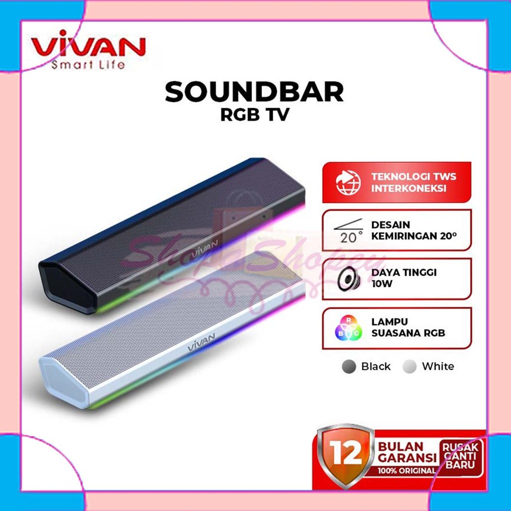 VIVAN S2 Speaker Soundbar Bluetooth TV Super Bass RGB TWS Interkoneksi BT 5.4 
 - Garansi Resmi 1 Th