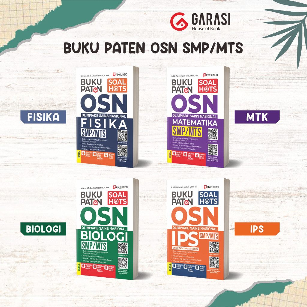 

BUKU PATEN OLIMPIADE SAINS NASIONAL SMP FISIKA, MATEMATIKA, IPS, BIOLOGI