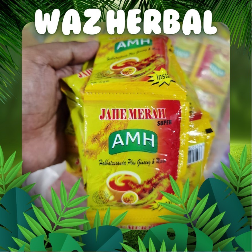 

ORIGINAL | Jahe Merah AMH Serbuk Habbatussauda, Ginseng isi 10 @20gram | Herbal Waz