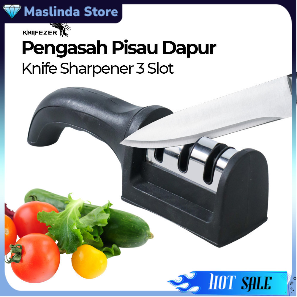 Pengasah Pisau Dapur| Alat Pengasah Pisau Bahan Batu Keramik Isi 3 Slot