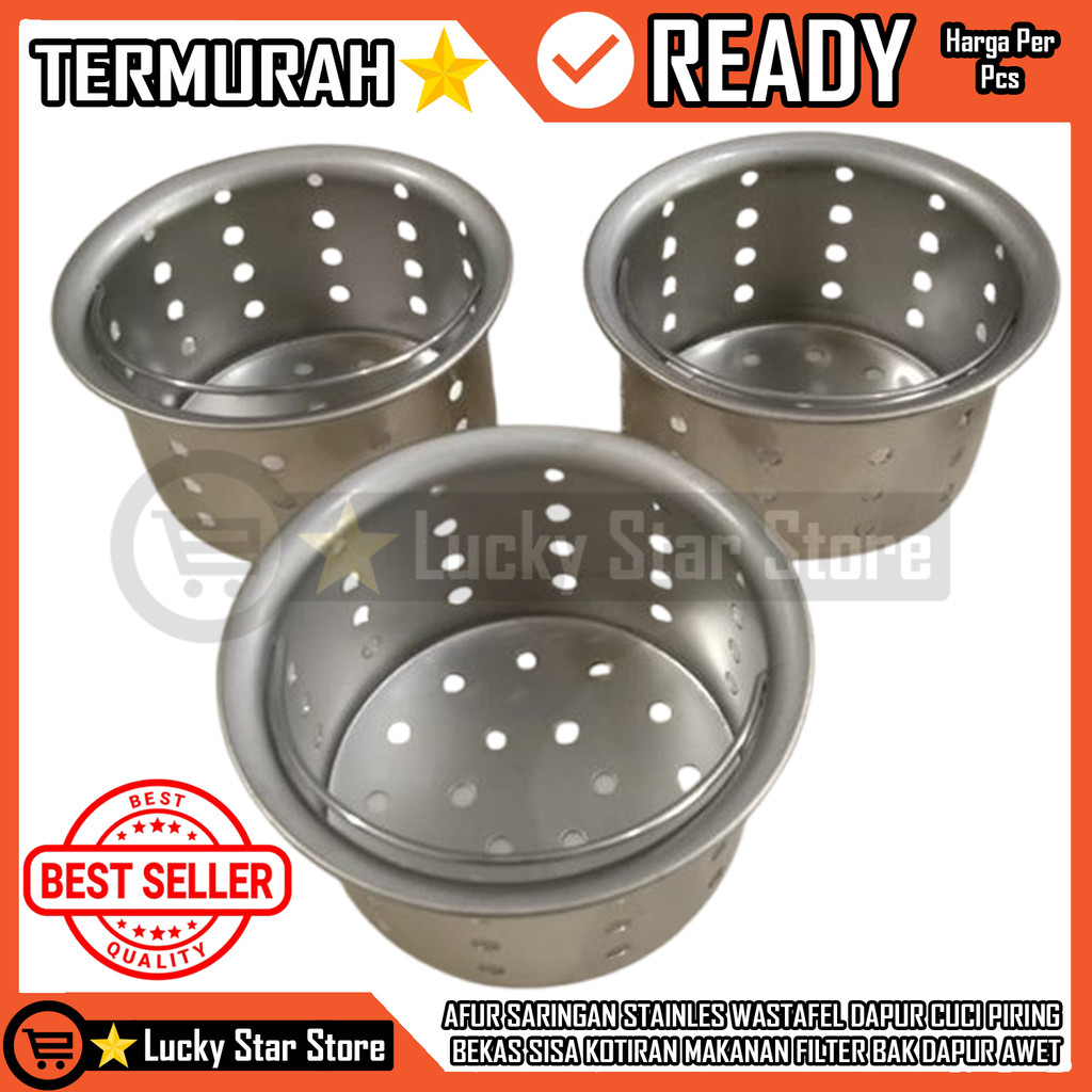 Afur Saringan Sink Stainles Wastafel Cuci Piring Sumbat Bekas Sisa Makanan Sampah Keranjang Lubang L