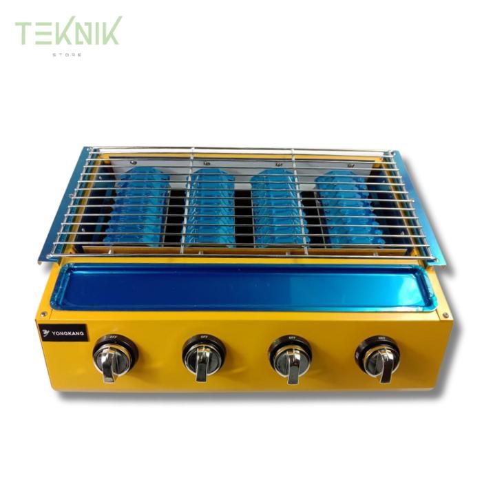 YONGKANG Kompor Panggangan Gas 2 Tungku 3 Tungku  4 Tungku Alat Panggang Sosis BBQ - 2T