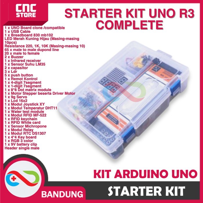 STARTER KIT LENGKAP PAKET BELAJAR ARDUINO UNO R3 DIP