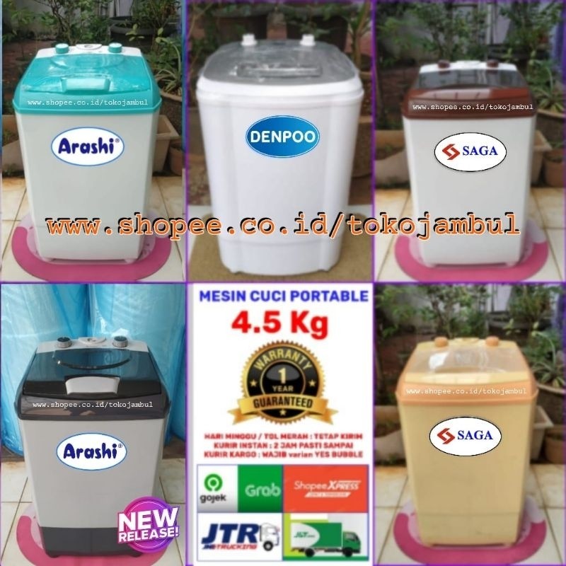 Mesin Cuci Mini ARASHI Portable 1 tabung 4,5 kg dan pengering