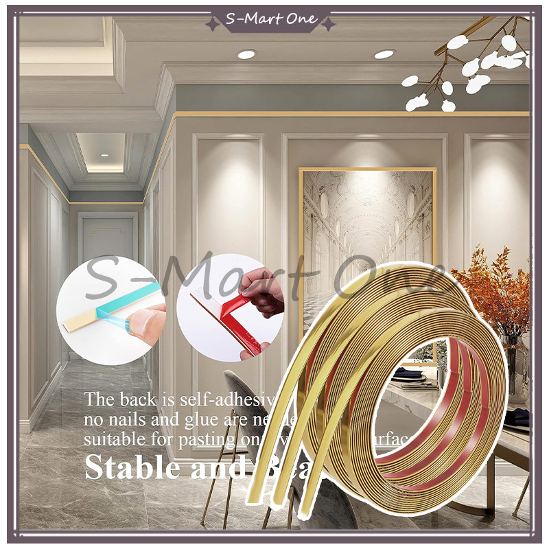 SM wall sticker panjang 5 meter / list plat strip mirror / gold list plat strip hairline
