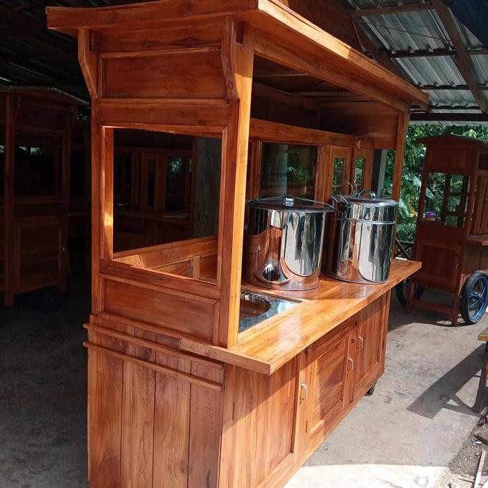 gerobak bakso mie ayam kayu jati joglo dan dua dandang free ongkir