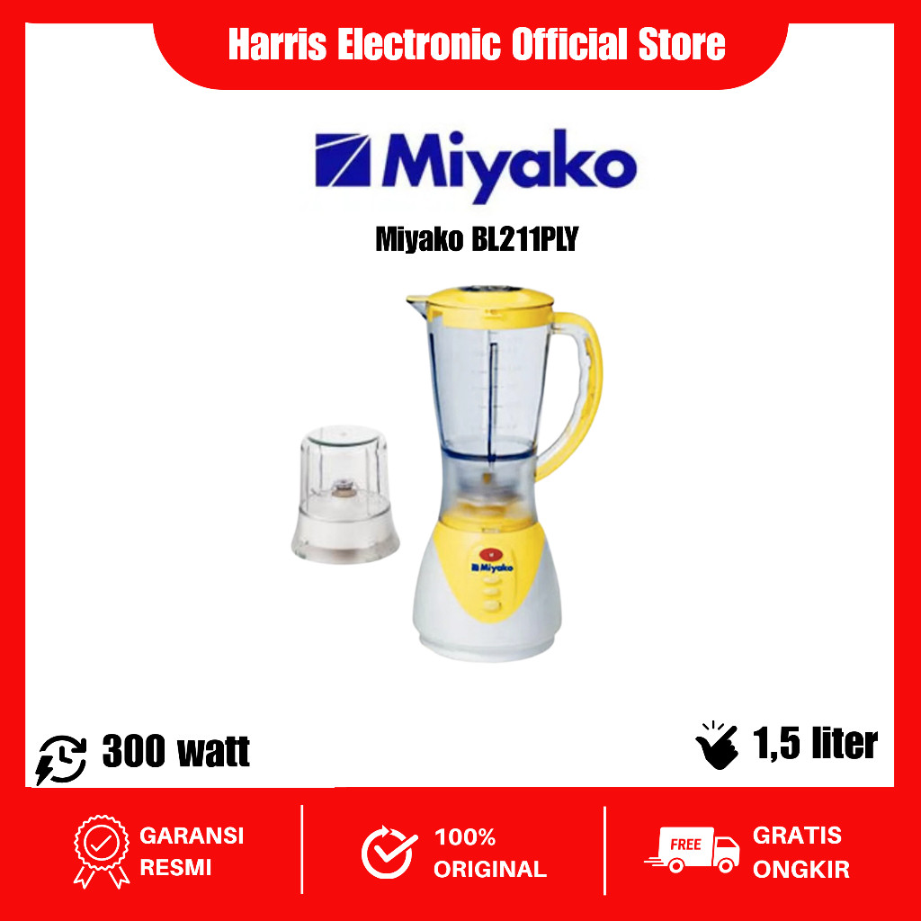 Blender Miyako BL211PLY (Plastik) - Kuning [1.5L]