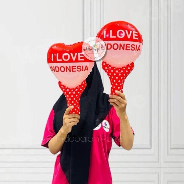 Balon Foil Pentungan HUT RI / Balon Tongkat I LOVE INDONESIA