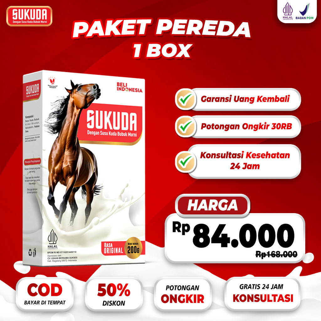 

Sukuda Susu Kuda Liar Lombok Murni Kolostrum 200 Gram 1 Box