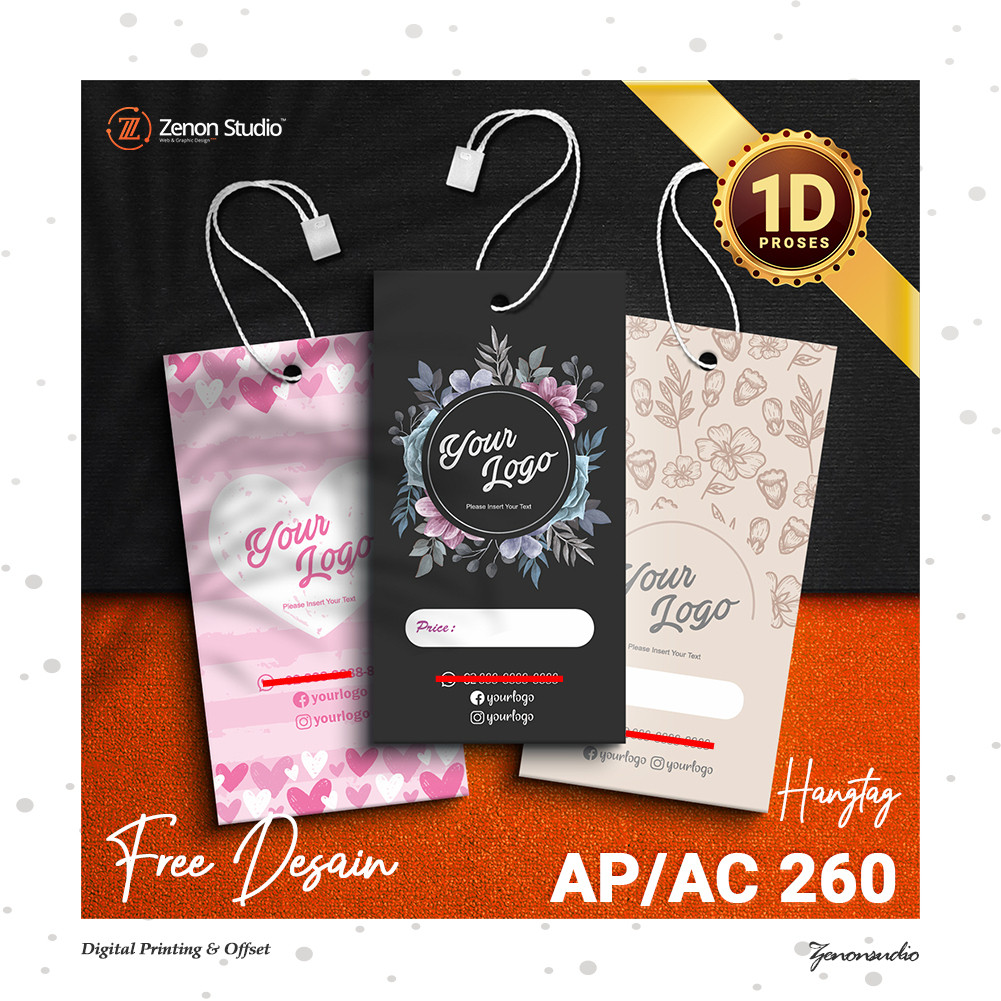 

Hangtag Label Baju Custom 260 Gsm 1 Sisi (Free Desain)