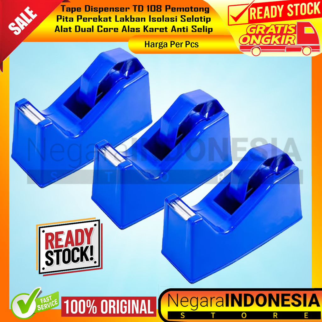 

Tape Dispenser Td 103 Cutter Potong Lem Penempel Kertas Wadah Lakban Tempat Perekat Pemotong Isolasi Selatif Selotip Bening Warna Random Rumah Kantor Sekolah Tahan Lama Multifungsi Modern Simpel Alat RFA Presisi Fungsional Kuat