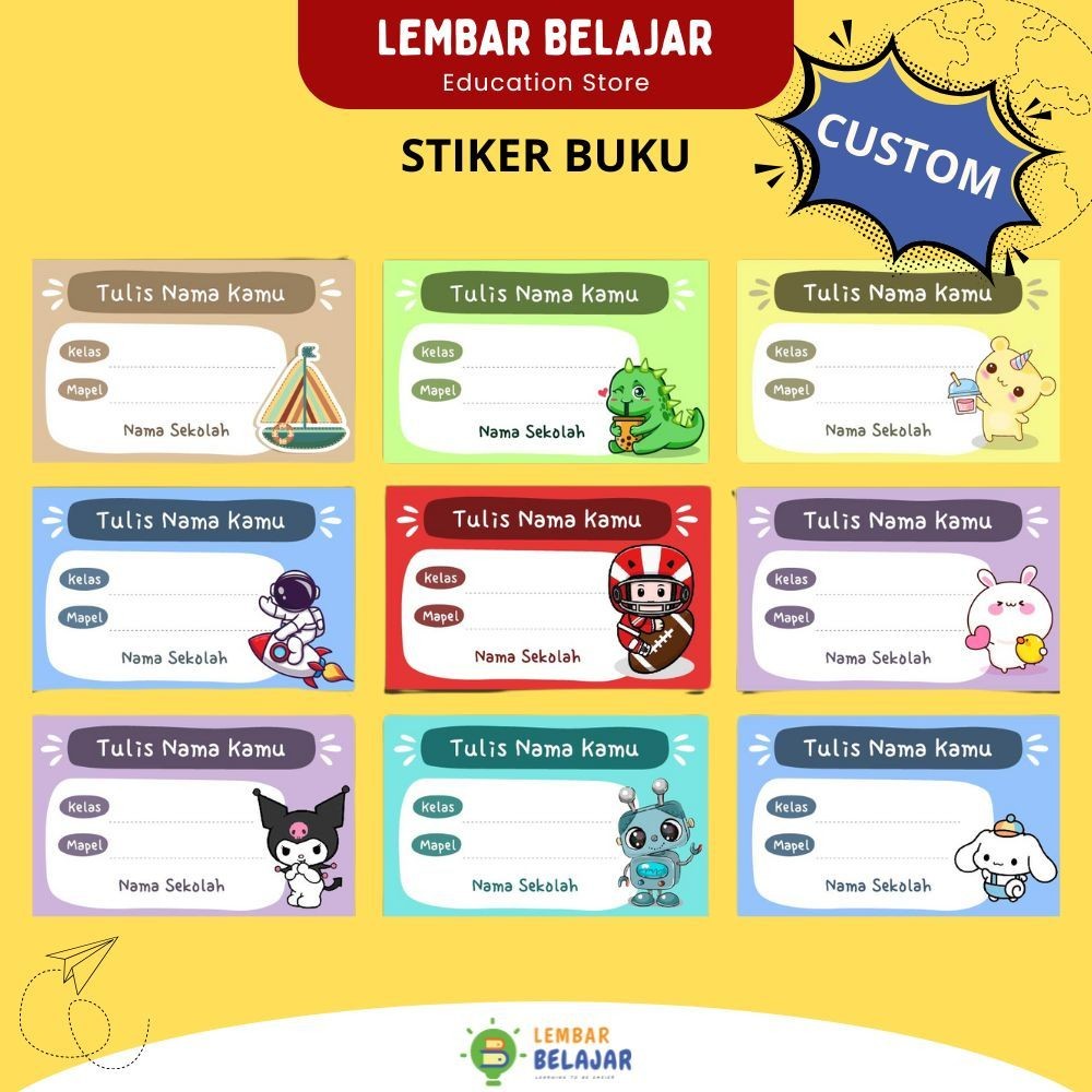 

Stiker Buku Pelajaran Isi 16Pcs - Bisa Custom Tulis Nama Anak Sticker Label