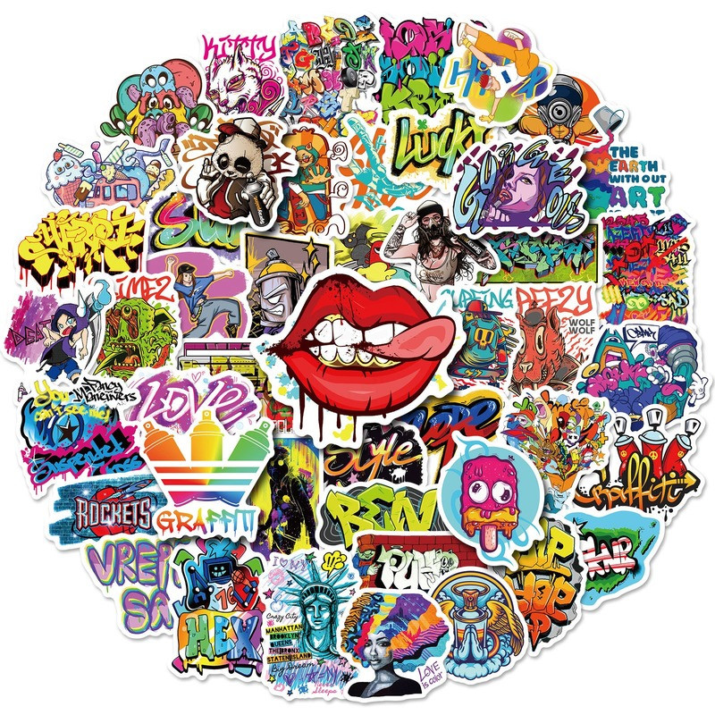 

10/25/50pcs Street Graffiti Vinyl Stickers Aesthetic Decals for Luggage Motorcycle Helmet Water Bottle Phone Laptop Skateboard