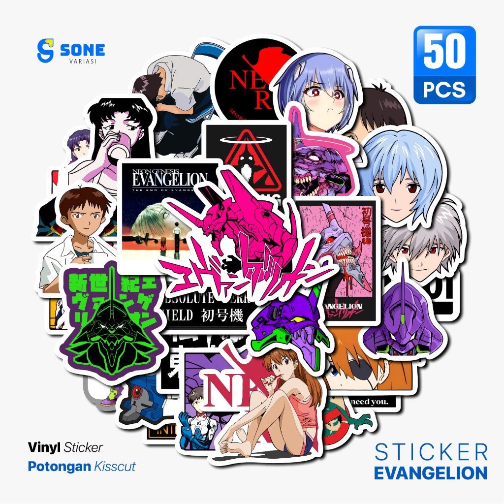 

Sticker Pack Evangelion Mecha Neon Genesis Paper Vinyl Waterproof Stiker Laptop Koper Buku Journal