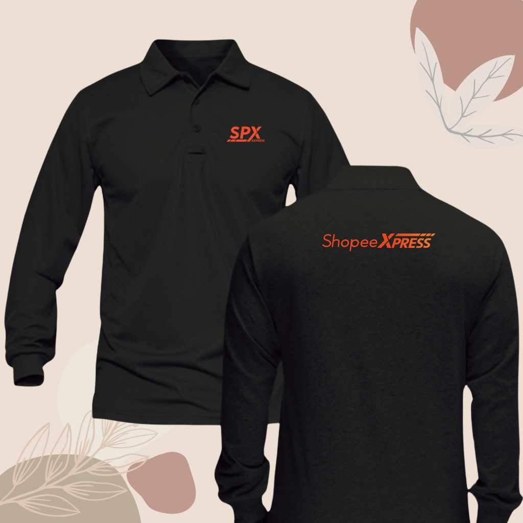 Baju Kaos Poloshirt Lengan Panjang Custom SABLON Logo SHOPEE EXPRESS - SPX FREE NAMA Baju Kaos Polos