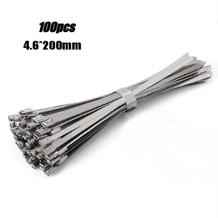 

100PCS Kabel Ties Stainless Steel Cable Ties Kabel Tis Besi SS304 20cm - 4.6*200mm(100PCS)