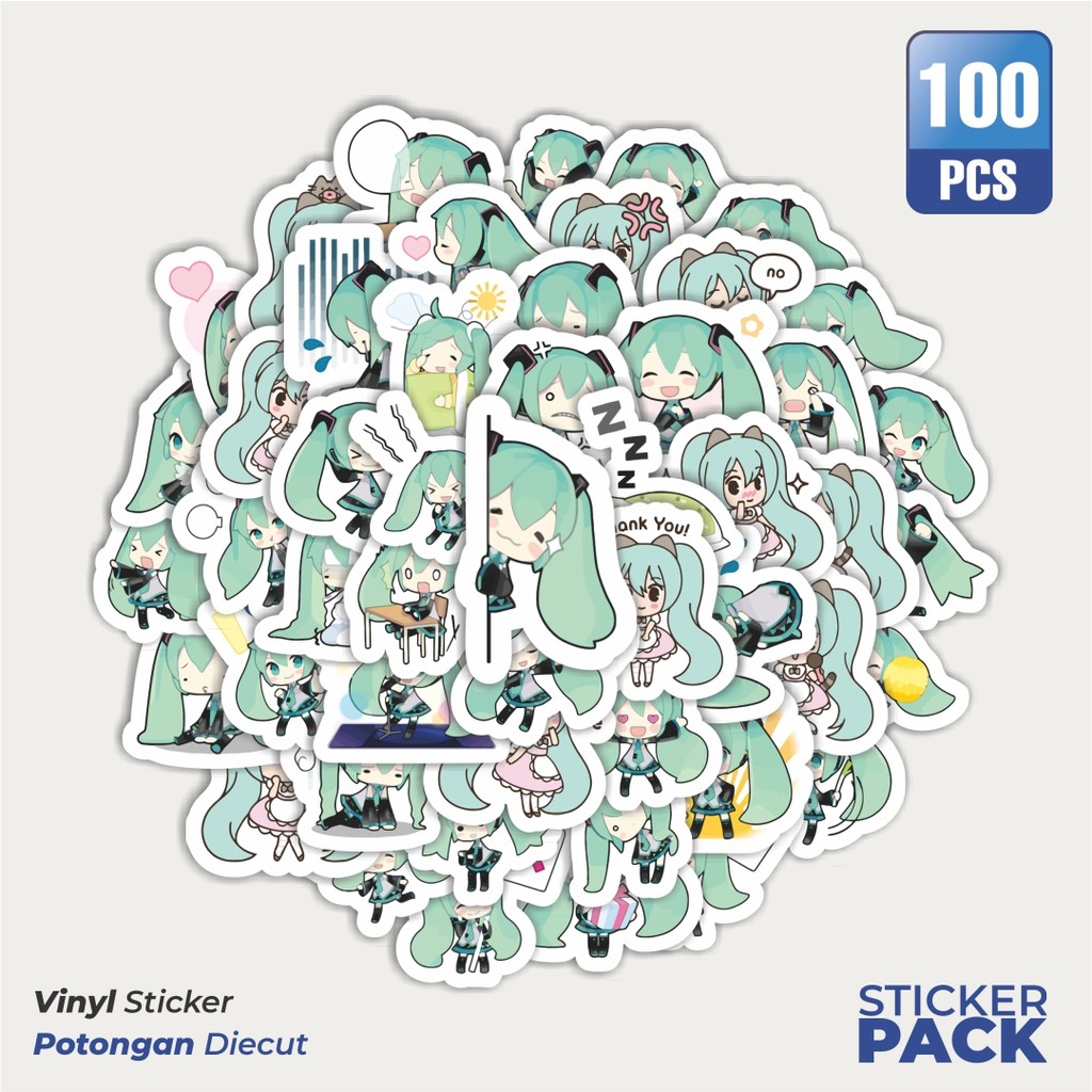 

Stiker Vinyl Sticker Kartun Hatsune Miku Sticker Waterproof Aesthetic- Untuk Laptop, Motor, dan Helm - Paper Stationery Pack