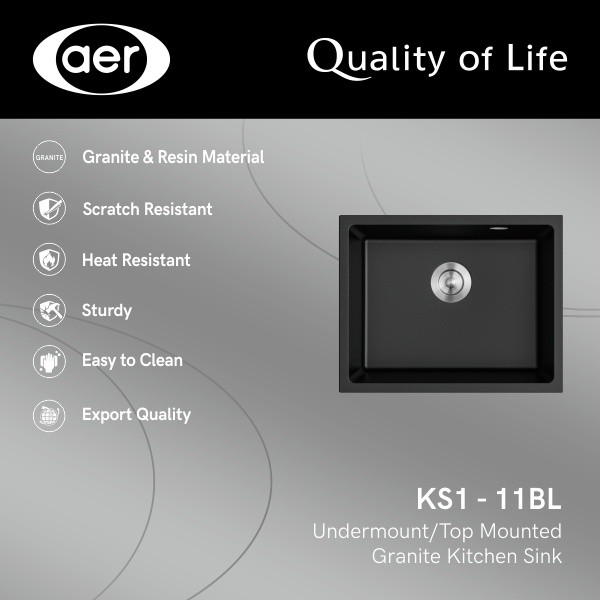 AER Granite Kitchen Sink - Bak Cuci Piring KS 1-11BL
