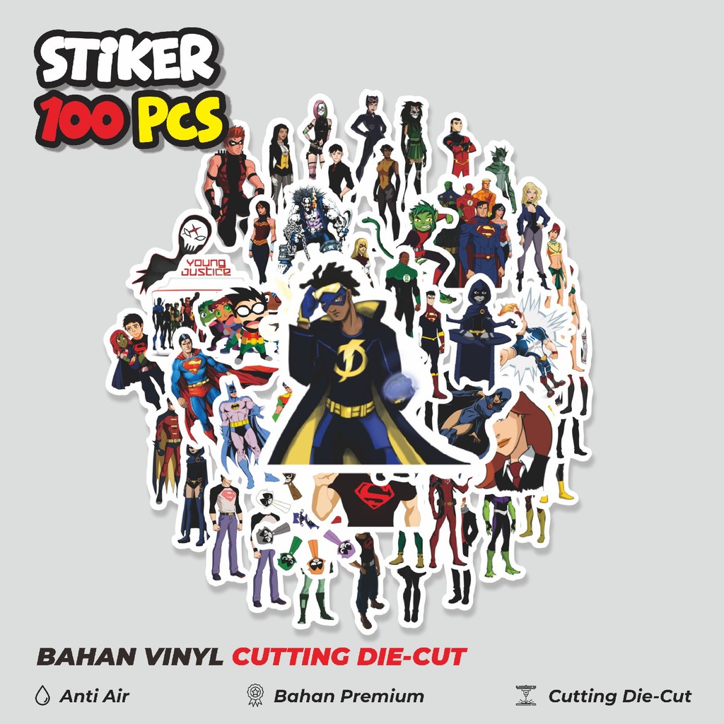 

Terbaru! 50 pcs Sticker Kartun Young Justice Sticker Dekorasi Lucu Kreatif untuk Notebook, Skateboard, HP