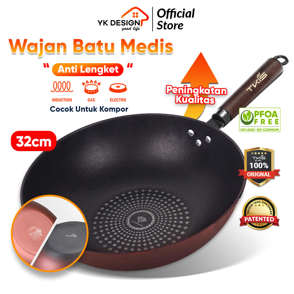TKIS BY YK DESIGN TK-826 Wajan Penggorengan Antilengket Bahan Batu Medis 32 CMCO
