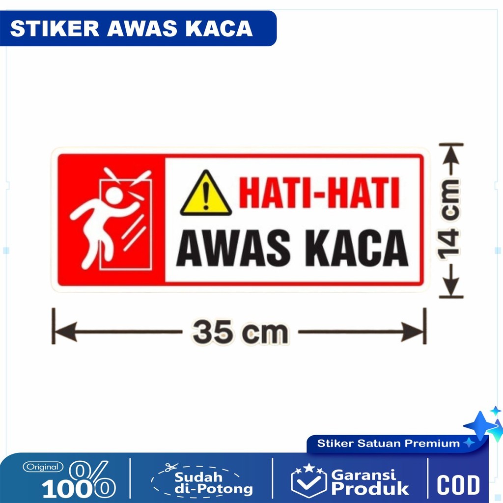 

Sticker Sign Awas Kaca Hati-Hati Stiker Label Marka Pintu Dinding Kaca
