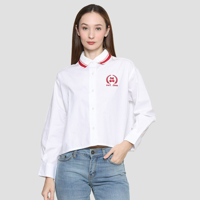 Nevada Color Red List Kaos Polo Lengan Panjang Wanita 121490914