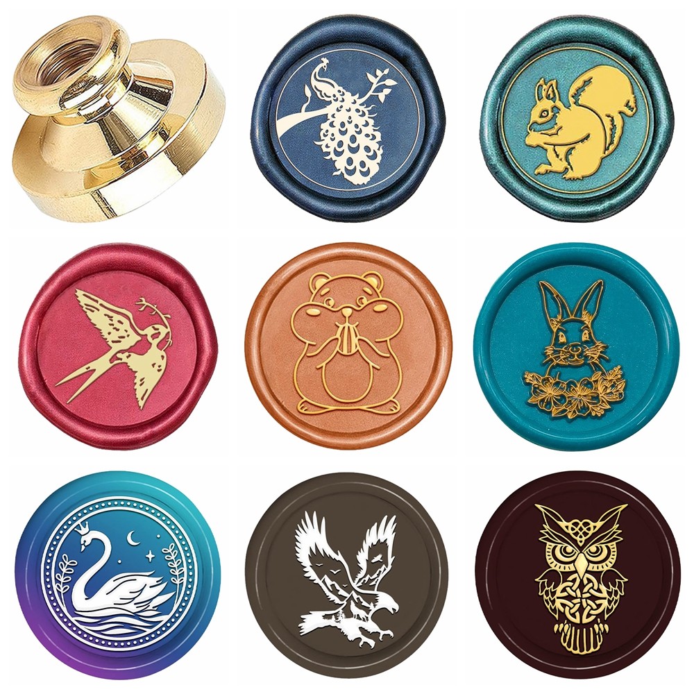 

Animals series Peacock Swallow Swan Owl Eagle Wax Seal Stamps Removable Brass Stamp Heads for Decorating Wedding Invitations