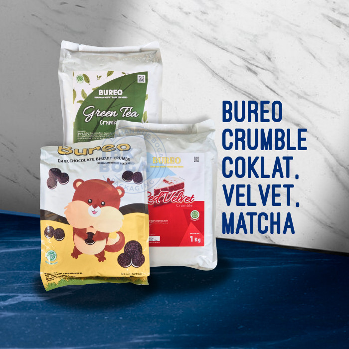 

Bureo Crumble 1 Kg ( Coklat, Red Velvet, Green Tea ) Kasar Halus Remahan Biskuit Crumbs