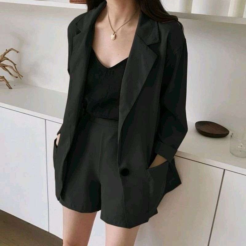 Blazer Setelan Celana Jumbo Samorato Moscrepe Wanita