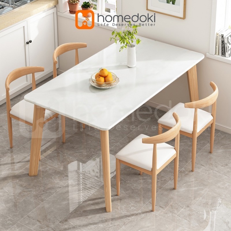Homedoki Meja Makan Minimalis / Meja Makan Murah / Meja Makan Putih