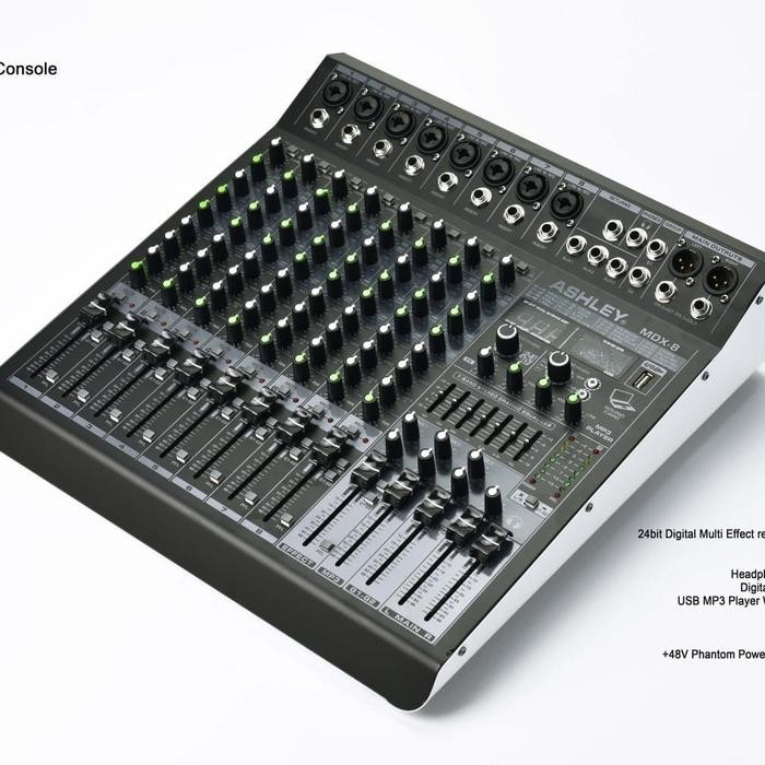 MIXER AUDIO ASHLEY MDX8 8CHUSB-BLUETOOTH-RECORDING NEW