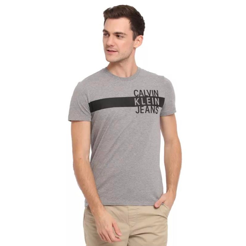 Kaos Calvin Klein Jeans Kaos Pria Heather Grey Reg Fit ORIGINAL - Size S