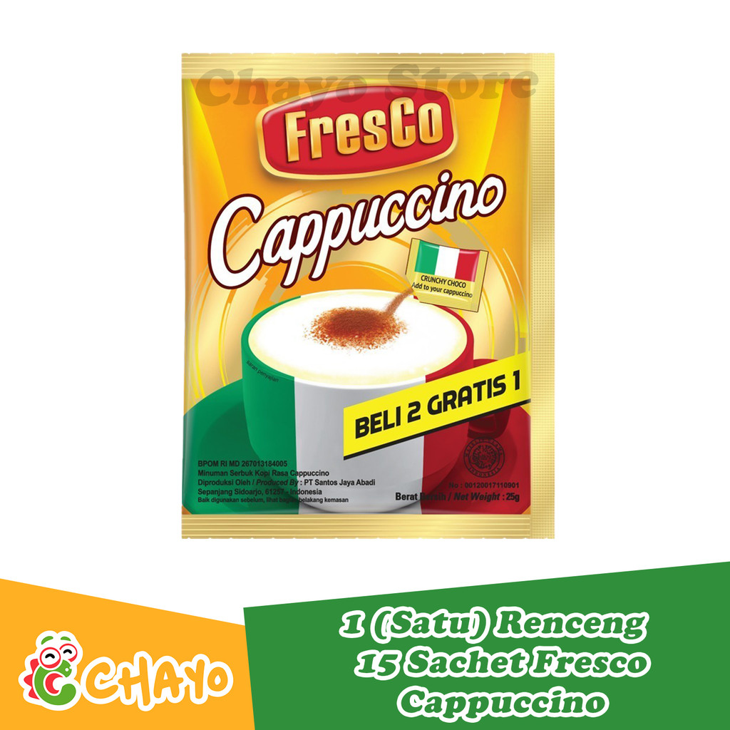 

Fresco Cappuccino Kopi Instan Sachet 1 Renceng Renteng - Minuman Serbuk 15 Sachet