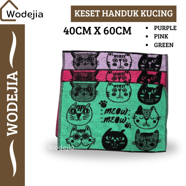 [Wodejia] Keset Kaki Bahan Handuk Tebal Karakter Kucing Size 40x60 cm Keset Dapur Menyerap Air