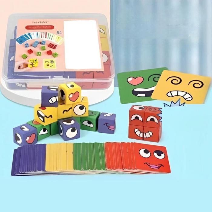 Mainan Edukasi Ekspresi Wajah Anak Tebak Emosi dari Dadu & Kartu Seru & Melatih Kecerdasan Sosial Ki