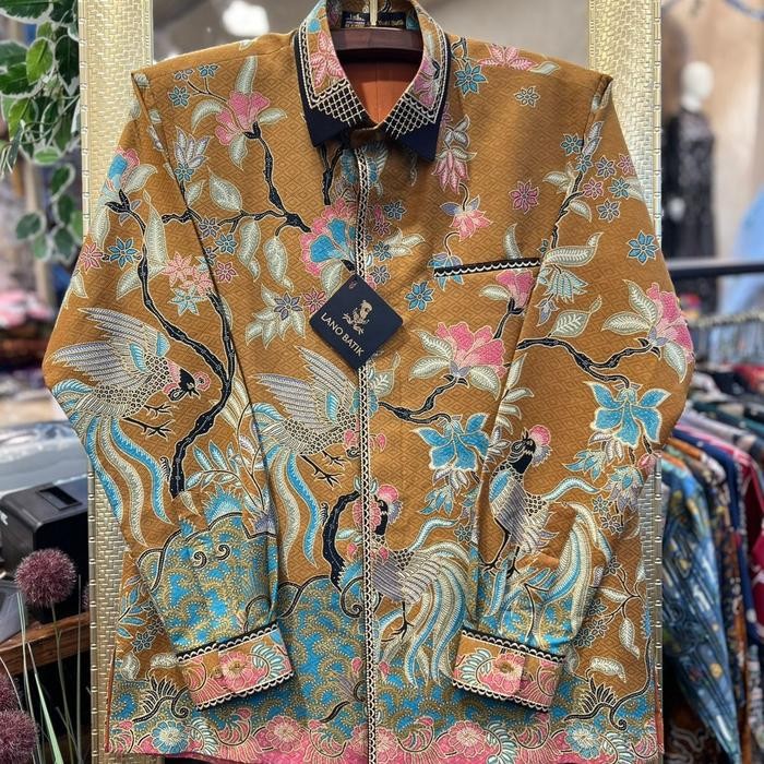 Lano Batik Semi Jas - Kemeja Batik Smock Semi Jas - Baju Batik Pria - Batik Dobby Premium - Coklat, 