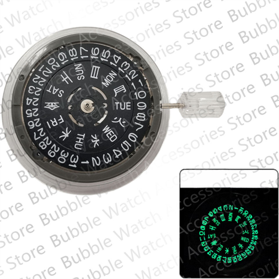 Japan NH36 Movement Black Number Green Luminous 3H Datewheel Mod Japan NH36A Mechanical Movement ins